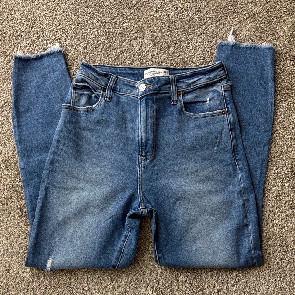 Abercrombie & Fitch Mid-Blue High-Rise Skinny Jeans